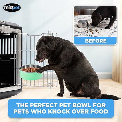 Mirapet's Dog Water Bowl & Cat Food Bowl Set of 2 - Multipurpose Pet Bowl Set - Premium Quality Cat Water Bowl Made for The Perfect Feeding Experience - No-Spill Dog Bowl for Crate (Large, Green)