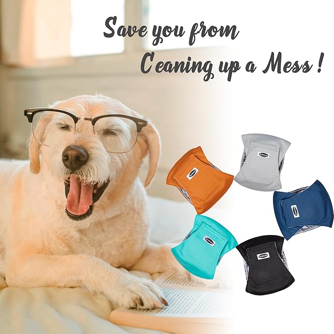 Tuiskusa Male Dog Diapers, High Absorbing Dog Belly Bands for Male Dogs, Washable Reusable Dog Male Wraps(5 Pack) (X-Small, Solid Color 5-Pack)