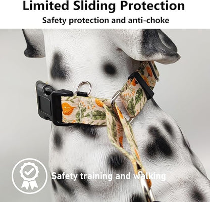 Martingale Collar for Dogs with Buckle Adjustable Nylon Slip No Pull Training Dog Collars (Beige Floral, Small)