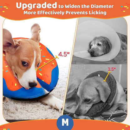 Gimars Inflatable Dog Cone Alternative Dog Donut Collar After Surgery, Soft Neck Pillow Recovery Cone Collar, E Collar and Elizabethan Collar Alternative for Small and Medium, M Neck:8"-12"
