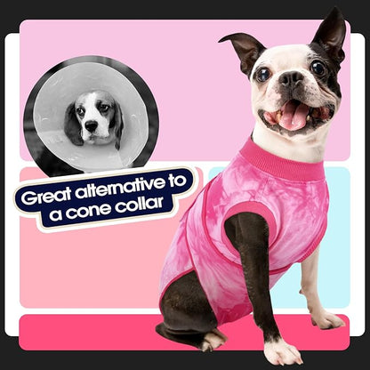 FUAMEY Surgery Recovery Suit for Large Dogs,Dog Surgery Suit Female Spay Male Dogs Neuter Recovery Shirt Dog Onesie Anti Licking Abdominal Wounds Pet Bodysuit Skin Conditions Rose Dye L
