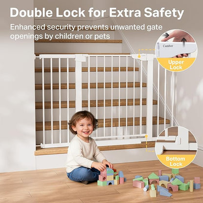 Cumbor 2 Pack 40.6" Wide Auto Close Baby Gate & Cumbor 2 Pack 51.5" Wide Dog Gate, Durable Child Gate for Stairs, Doorways, Easy Walk Thru Dog Gate for House for Doorways