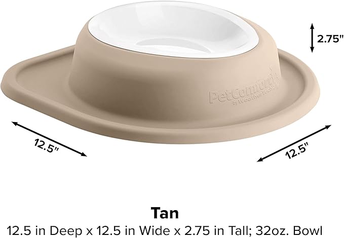 WeatherTech Single Low Pet Feeding System w/Plastic Dog/Cat Bowls - 32 oz (4 Cups) Tan (PSL3203TN)