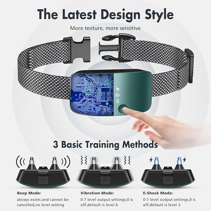 NBJU Bark Collar for Dogs,Rechargeable Anti Barking Training Collar with 7 Adjustable Sensitivity and Intensity Beep Vibration for Small Medium Large Dogs (Blackish Green)