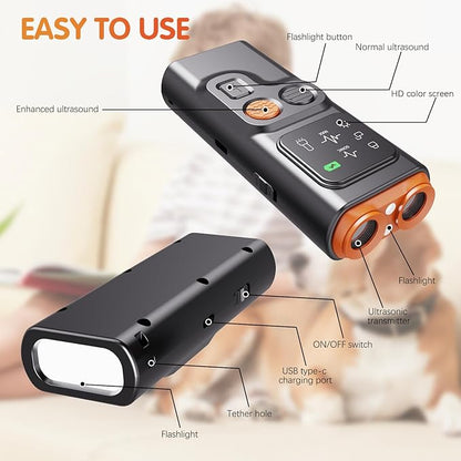Dog Bark Deterrent Devices, Ultrasonic Anti Barking Device for Dogs Can Stop Bad Behavior, Portable Dog Training Device, with HD Display and LED Flashlight, No Need Yell Or Swat, Just Point to A Dog