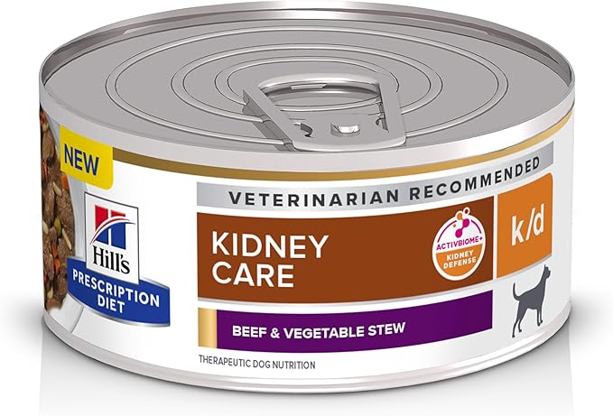 Hill's Prescription Diet k/d Kidney Care Wet Dog Food, Beef & Vegetable Stew, 5.5 oz. Cans, 24-Pack
