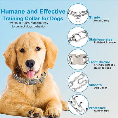 Dog No Pull Collar, Adjustable Size with Quick Release Buckle Dog Collar for Small Medium Large Dogs (with Extra Link and Caps)
