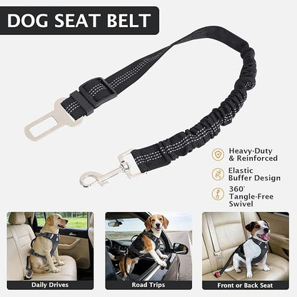 IEUUMLER No Pull Dog Harness, Reflective Front Clip Vest with Leash,Safety Belt and Backup Safety Strap, Adjustable Easy Control Handle,Air Tag Dog Collar for Small Medium Large Dogs EU021 (Black, XL)
