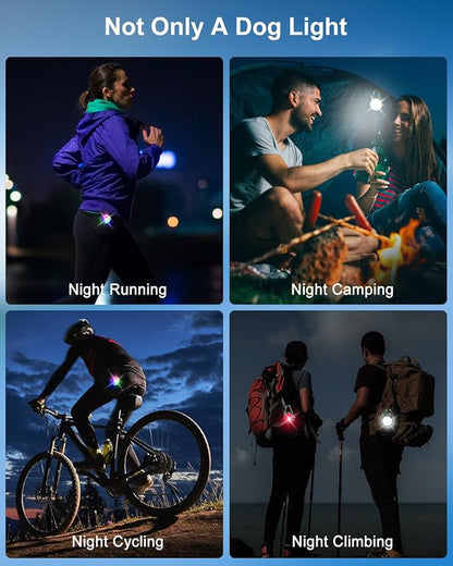2 Pack Dog Collar Light, 4 Modes Clip On Dog Lights for Night Walking, Glow in the Dark LED Pet Collar Charm, Rechargeable Pet Camping Essentials for Nighttime Running, Cycling, Hiking(Army Green)