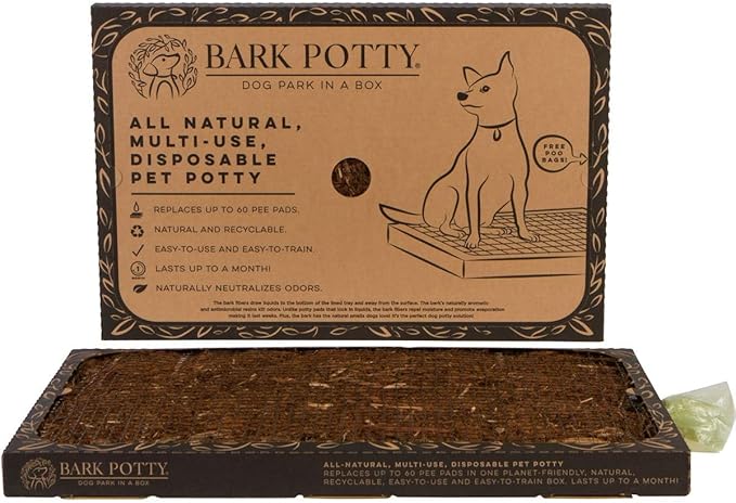 Bark Potty Standard Dog Potty Training Box - Disposable, Long-Lasting Pee Pad Litter Replacement - Leak Resistant, Multi-Use, Odor Neutralizing, Indoor/Outdoor Toilet Tray