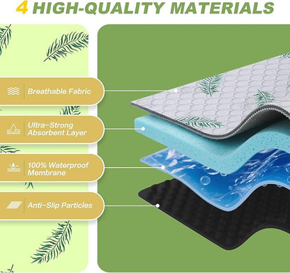 WanpeeGoo Washable Pee Pads for Dogs, 2Pack Reusable Puppy Pads, Super Absorbent & Leakproof Dog Pads, Anti-Slip Dog Pee Pads for Puppy Training & Incontinence, Leaf Pattern 36"x36"