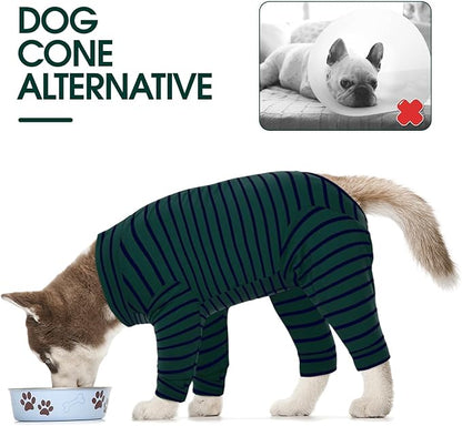 Kuoser Recovery Suit for Large Dogs After Surgery, Long Sleeve Dog Surgery Recovery Suit, Dog Onesie for Abdominal Wounds Skin Disease, Green XL