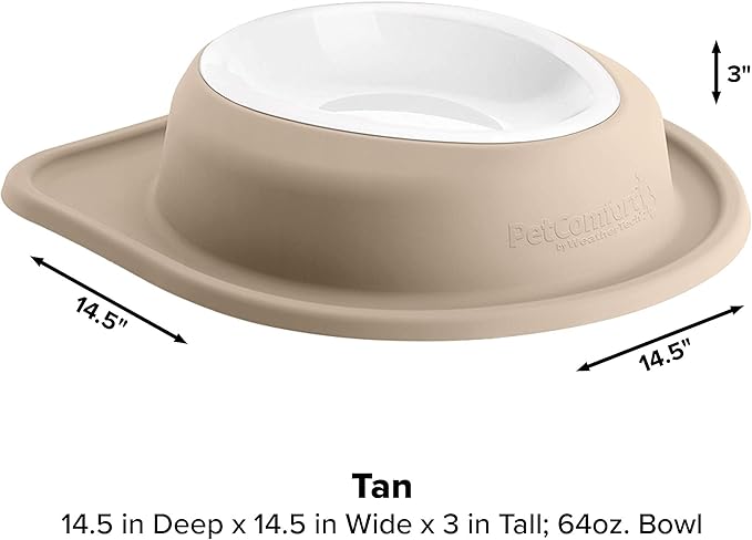 WeatherTech Single Low Pet Feeding System w/Plastic Dog/Cat Bowls - 64 oz (8 Cups) Tan (PSL6403TN)