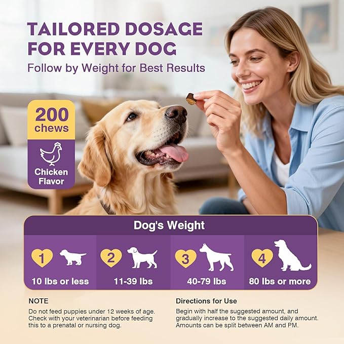 Probiotics for Dogs 200pcs Dog Probiotics for Digestive Health Digestive Enzymes and Prebiotic, Probiotic Chews for Dogs Support Gut Health, Relieve Diarrhea, Itchy Skin, Enhance Immunity