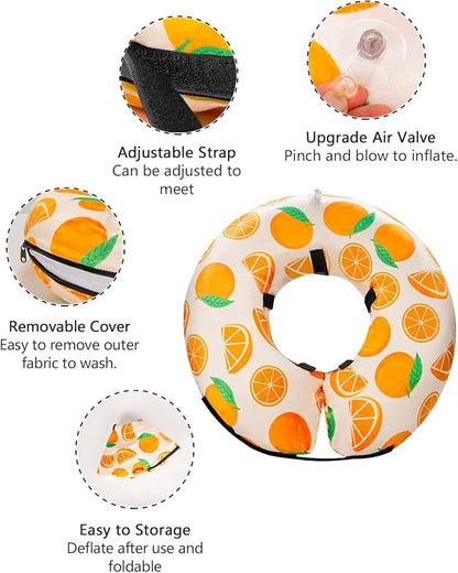 MIDOG Inflatable Dog Cone Alternative for After Surgery - Soft Protective Donut Collar Prevents Licking, Comfortable Recovery E-Collar Alternative for Small Medium Large Dogs (Orange,XL)