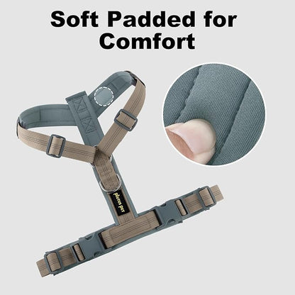 Plutus Pet No Pull Dog Harness, Adjustable Nylon Harness with Soft Padding, Reflective and Heavy Duty Dog Harness for Small, Medium, Large Dogs(Beige, S)