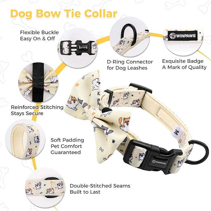 Dog Harness and Leash Collar Set with Dog Poop Bag Holder and Bandanas, Escape Proof Adjustable Puppy Cat Vest with Soft Mesh Padded, Pet Supplies for Small Medium Large Dogs Kitten(Yellow Puppy, S)