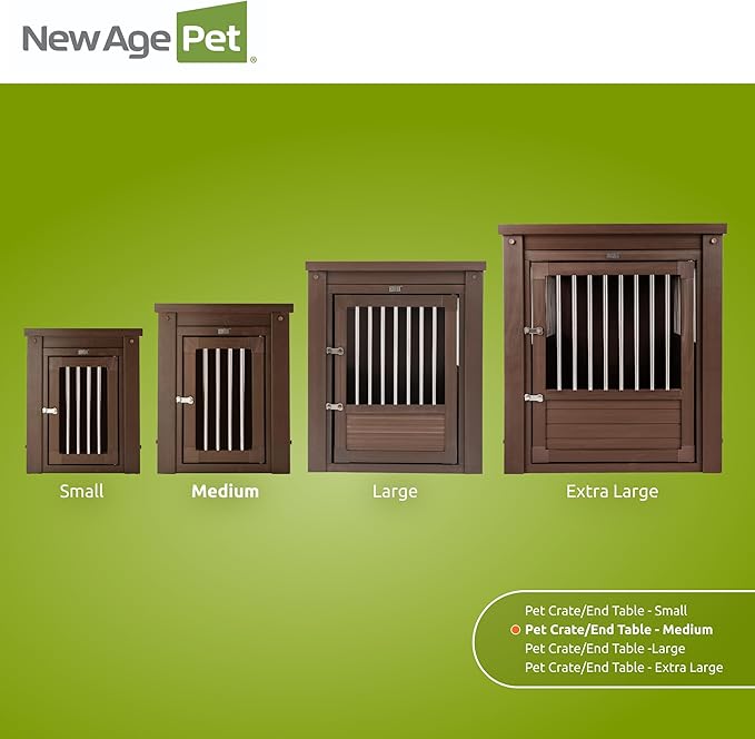 New Age Pet ECOFLEX InnPlace Dog Crate & End Table, Indoor Furniture Style Pet Kennel for Small, Medium, Large & XL Dogs, Durable Composite, Russet Brown, Medium
