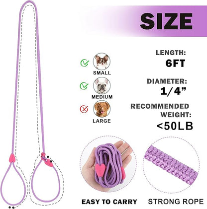 Dog Leashes for Small Medium Dogs Slip Leads for Dogs 6FT Slip Leash for Dogs Dog Lead with 6 Colors Strong Nylon Dog Training Leash No Pull Rope Dog Leash (Deep Purple)