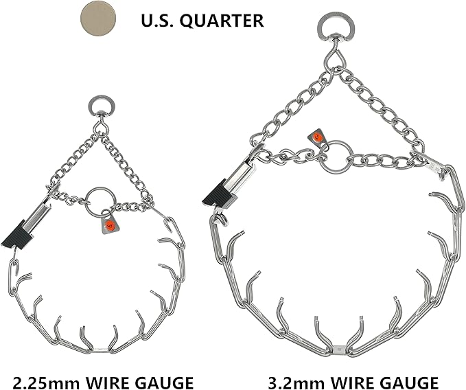 Herm Sprenger Prong Collar with Quick Release ClicLock Buckle for Small Medium Dogs Stainless Steel No Pull Collar | Pinch Collar for Dog Training Made in Germany (16in x 2.25mm)