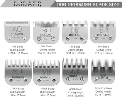 Detachable Pet Dog Grooming Blades of Stainless Steel,Compatible with Andis,Oster-A5,Wahl KM10 Series,Size 10/7F/5F/4F/3F, 5 Count