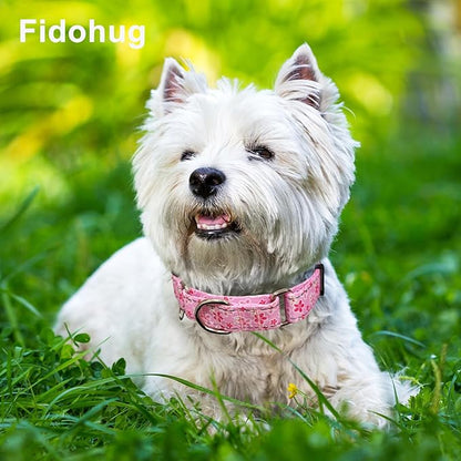 Reflective Martingale Collar for Dogs with Quick Release Buckle Cute Girl Female Flower Dog Collars (Pink Floral, Large)