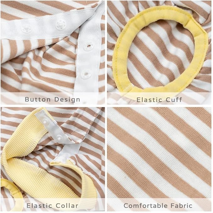 Dog Recovery Suit After Surgery,Spay Neuter Clothes for Female Dogs,Small Medium Dog Shirt,E-Collar Cone Alternative,Prevent Licking Wound Dog Onesie,Pet Surgical Suit(Brown White -XXL)
