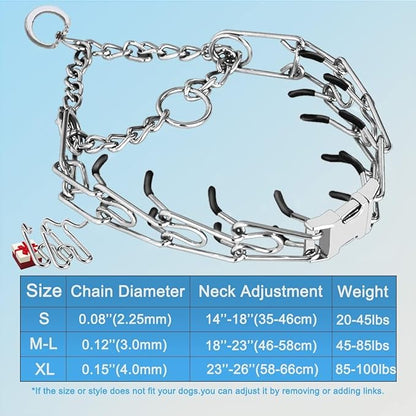 Dog No Pull Collar, Adjustable Size with Quick Release Buckle Dog Collar for Small Medium Large Dogs (with Extra Link and Caps)