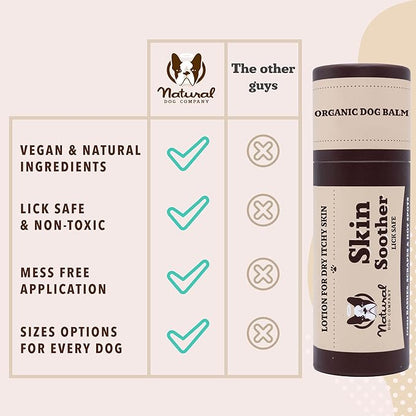 Natural Dog Company Skin Soother Balm for Skin Irritation, Allergy and Itch Relief for Dogs, Hot Spot Treatment, Dog Moisturizer for Dry Skin, Healing Ointment with Coconut Oil & Vitamin E, 2 oz Stick