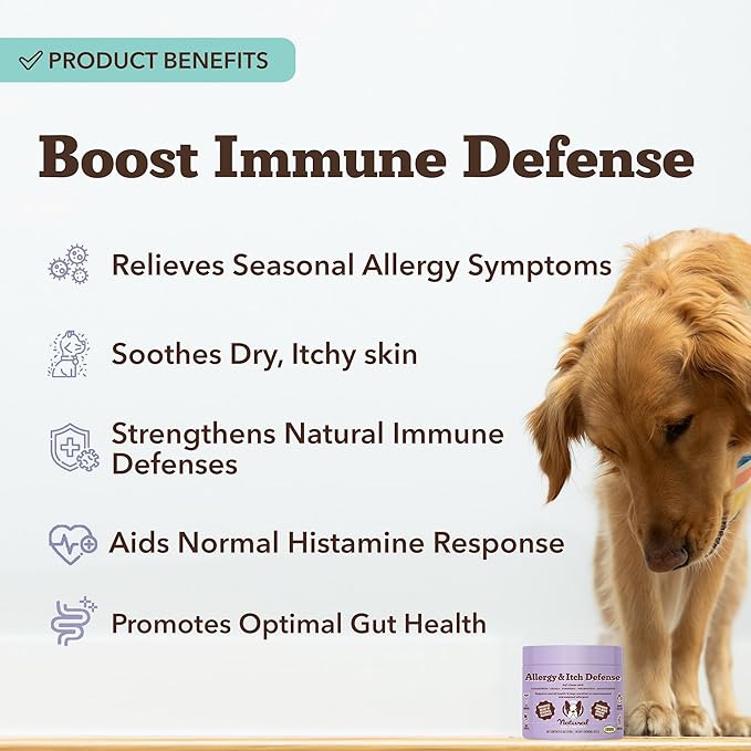 Natural Dog Company Allergy & Itch Defense Chews – Supports Seasonal Allergy, Itch, Skin, Coat & Immune Health, Gut Health with Probiotics, Colostrum & Salmon Oil, Grain-Free Dog Supplement, 90 ct
