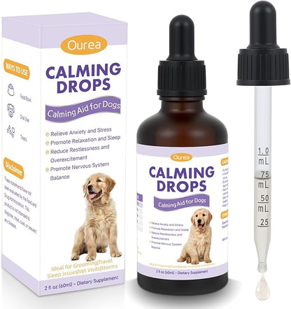 Sedation Drops for Dogs Nail Trimming Grooming, Natural Calming Solution with Melatonin for Relieve Separation Anxiety Stress Vet Visits, Calming Drops with for Thunder Fireworks Traveling Sleep Aid