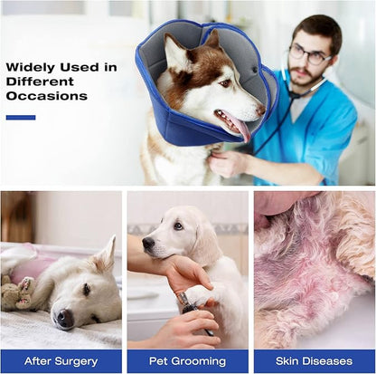 Soft Dog Cone Collar Alternative to Stop Licking,Comfort Recovery Collar for Large, Medium,Small Dogs,Adjustable Elizabethan Collar Alternative,Dogs Recovery Collar After Surgery,Blue,M