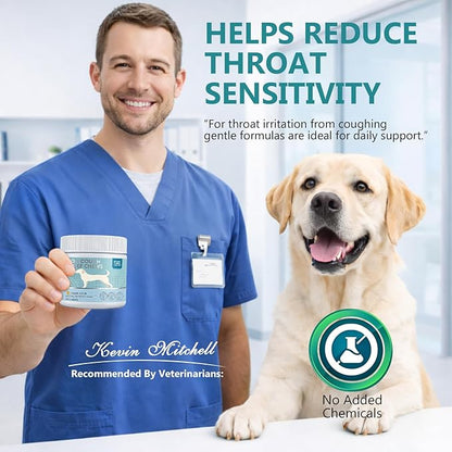 HAPIPET Dog Cough & Throat Relief Chews, Natural Kennel Cough Treatment with Herbal Extracts – Real Chicken Flavor, Soothes Breathing Discomfort, 120 Soft Chews