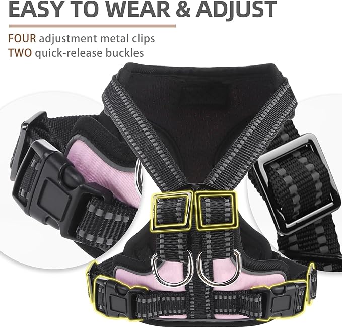 PUPTECK Dog Harness and Leash Set Medium Sized, Adjustable Reflective Escape Proof Puppy Vest, No Pull Walking Harness Easy Control
