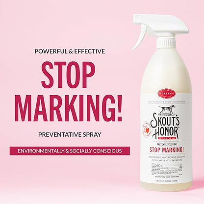 Skout's Honor Stop Marking! Preventative Spray for Dogs - Natural Lemongrass & Peppermint Oils - Eco-Friendly Training Aid, Alcohol-Free, Discourages Marking, 35oz