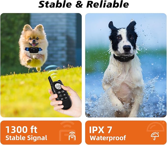 Tiniest Dog Shock Collar, Lightest Dog Training Collar with Remote for Small Dogs 5-30lbs & Medium Large Dogs/Puppies, Waterproof, Rechargeable, 1300ft Range (Black&Ultra Tiny)