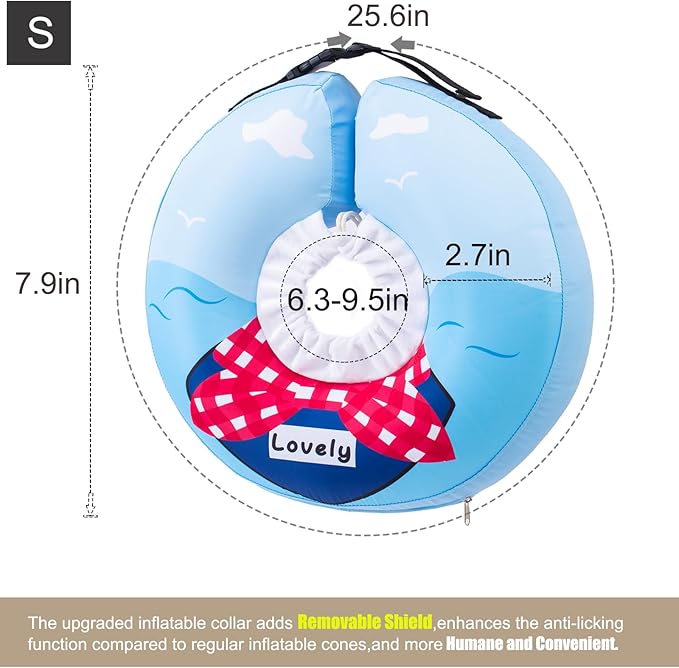 Inflatable Dog Cone Collar,Waterproof Soft Dog Donut Cone for Large Medium Small Dogs Cats, Recovery Pet E-Collar Alternatives After Surgery (Tie Red, Small)