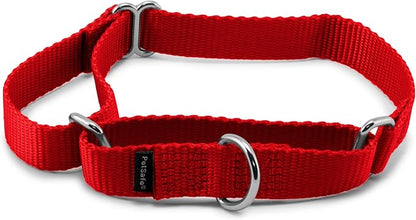 PetSafe Martingale Dog Collar - Safer Than Choke Chains - Gentle Correction for Pulling - Escape Prevention Collar - Durable Nylon - Everyday Walking Gear - 3/4" - Medium - Red