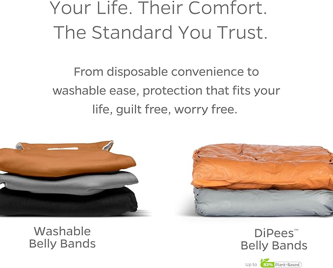 Pet Parents® DiPees® Disposable Belly Bands for Male Dogs + Extendrs®, Male Dog Wraps, Leak Proof, Up to 83% Plant Based, Premium Disposable Dog Diapers Male (Natural, Small (12-20"), 30ct)