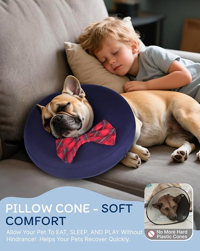 MIDOG Dog Cone Collar for Large Medium Dogs, Soft Inflatable Dog Cone Alternative After Surgery, Adjustable Protective Recovery Cone - Alternative E Collar Does Not Block Vision (Bow Tie,L+)
