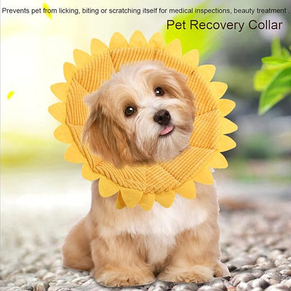 Cat Cone, Pet Recovery Collar Sunflower Shape Pet Elizabethan Collar Pet Recovery Cone Adjustable Pet Collar for Cat Dog (No. 2 Neck Circumference 20-23cm)
