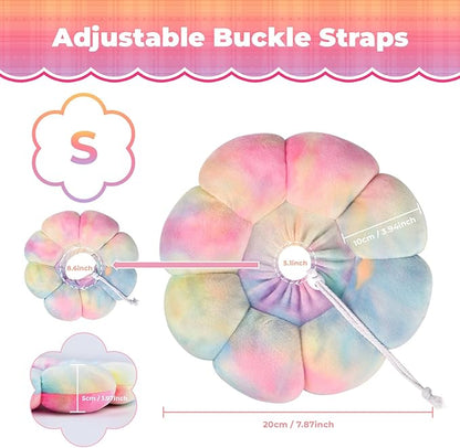 Flower Cat Cone, Uadonile Adjustable Cat Cone Collar, Soft Dog Elizabethan Collar Recovery E Collar After Surgery, Recovery E-Collar for Kittens/Puppies and Cats Recovery(Tie-dye Pink Blue, S)
