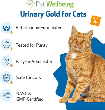 Pet Wellbeing Urinary Gold for Cats - Vet-Formulated Multi-Herb Urinary Tract Support - Feline Bladder Health & Urinary System Wellness - Holistic Cat Supplement - 2 oz (59ml) (4 fl oz (118 ml))