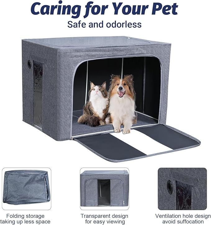 REDDOUDOU Pet Oxygen Chamber, Small Pet Incubator, Animal Nebulizer Box, Pets Delivery with Padded Cotton, Cat's Nest, Pets Nebulizer Accessories for Dogs, Cats, Puppies, Kittens(100L)