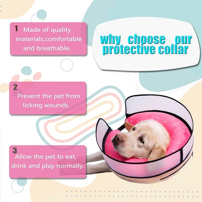 Inflatable Dog Cone Collar with Enhanced Anti-Licking, Soft Neck Donut for Dogs Cats, Recovery Pet Cone Collar After Surgery for Large Medium Small Dogs… (Donut Pink, X-Large)