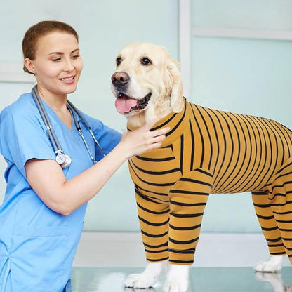 Kuoser Recovery Suit for Large Dogs After Surgery, Long Sleeve Dog Surgery Recovery Suit, Dog Onesie for Abdominal Wounds Skin Disease, Yellow XXL