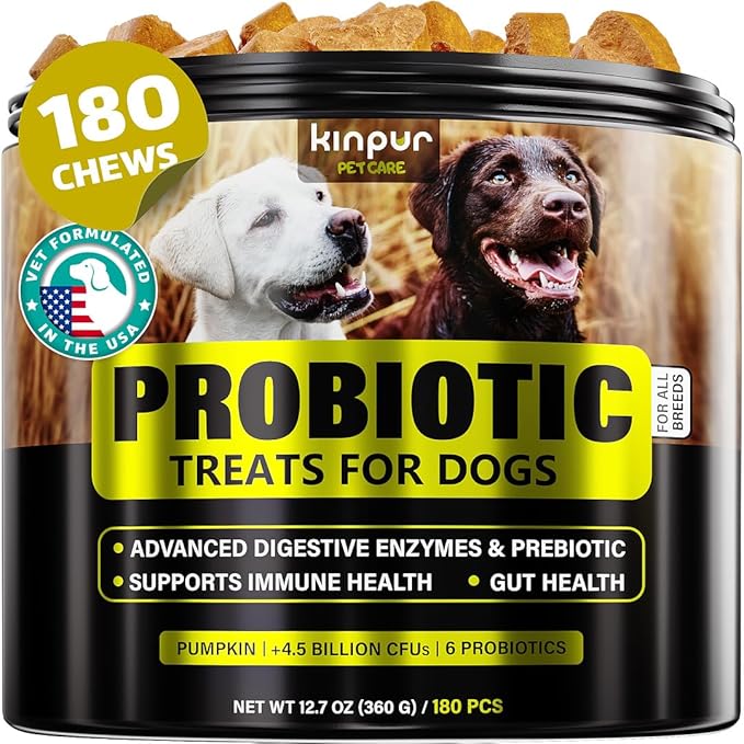Probiotics Chews for Dogs w/Digestive Enzymes - Dog Probiotics to Support Gut Health, Alleviate Dog Itch, Soothe Itchy Skin, Dog Allergy Relief - Good for Immunity & Dog Itching Skin Relief -180 ct