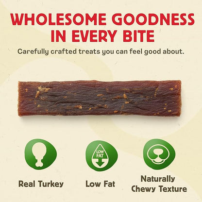 Chewmasters Organic Turkey Jerky with Chicken Dog Treat for All Life Stages - Fresh and Healthy Turkey Dog Treats - High Protein, Real Meat Snack, Grain Free, by-Product Free - USA Made, 2lb