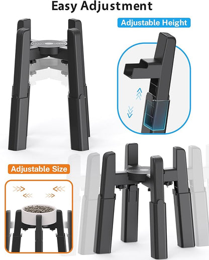 CZPET Dog Bowl Stand with Adjustable Height and Width [2 Pack, Stand Only], Elevated Pet Water & Food Bowl for Medium and Large Pets, Stable and Anti-Slip Raised Bowl