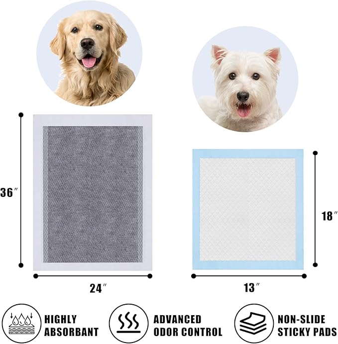 Bolux Dog and Puppy Training Pads， Disposable Dog Pee Pads (150, 13"*18" (33*45cm))